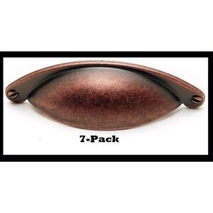 7-PK Antique Copper Handles, Metal Cup Cabinet Pull, 64mm Richelieu Hardware